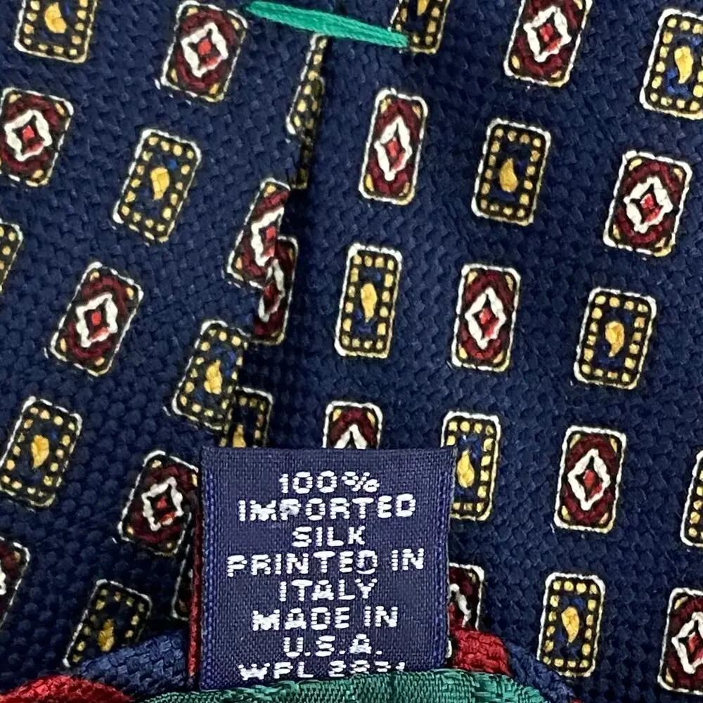 Tommy Hilfiger Tie Navy Blue Geometric Silk Neck Tie Necktie